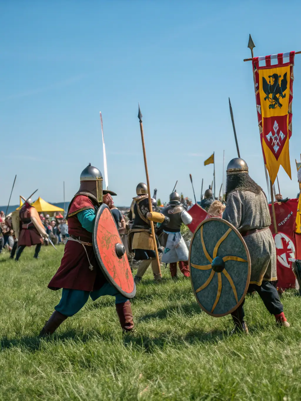 A scene from a historical reenactment event depicting a significant moment in the history of the Tro-Breiz pilgrimage.